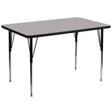 36''W x 72''L Rectangular Activity Table with 1.25'' Thick High Pressure Grey Laminate Top and Standard Height Adjustable Legs