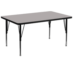 36''W x 72''L Rectangular Activity Table with 1.25'' Thick High Pressure Grey Laminate Top and Height Adjustable Preschool Legs