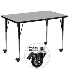 Mobile 36''W x 72''L Rectangular Activity Table with Grey Thermal Fused Laminate Top and Standard Height Adjustable Legs