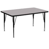 36''W x 72''L Rectangular Activity Table with Grey Thermal Fused Laminate Top and Height Adjustable Preschool Legs