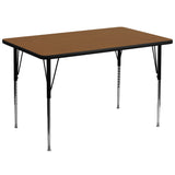 36''W x 72''L Rectangular Activity Table with 1.25'' Thick High Pressure Oak Laminate Top and Standard Height Adjustable Legs
