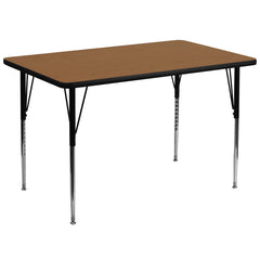 36''W x 72''L Rectangular Activity Table with Oak Thermal Fused Laminate Top and Standard Height Adjustable Legs