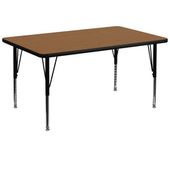 36''W x 72''L Rectangular Activity Table with Oak Thermal Fused Laminate Top and Height Adjustable Preschool Legs