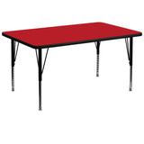 36''W x 72''L Rectangular Activity Table with 1.25'' Thick High Pressure Red Laminate Top and Height Adjustable Preschool Legs