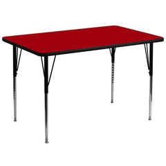 36''W x 72''L Rectangular Activity Table with Red Thermal Fused Laminate Top and Standard Height Adjustable Legs