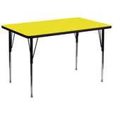36''W x 72''L Rectangular Activity Table with 1.25'' Thick High Pressure Yellow Laminate Top and Standard Height Adjustable Legs