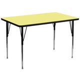 36''W x 72''L Rectangular Activity Table with Yellow Thermal Fused Laminate Top and Standard Height Adjustable Legs