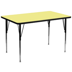 36''W x 72''L Rectangular Activity Table with Yellow Thermal Fused Laminate Top and Standard Height Adjustable Legs
