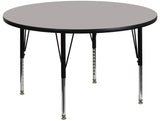 42'' Round Activity Table with 1.25'' Thick High Pressure Grey Laminate Top and Height Adjustable Preschool Legs