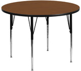 42'' Round Activity Table with 1.25'' Thick High Pressure Oak Laminate Top and Standard Height Adjustable Legs