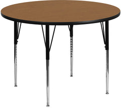 48'' Round Activity Table with Oak Thermal Fused Laminate Top and Standard Height Adjustable Legs