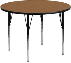 48'' Round Activity Table with Oak Thermal Fused Laminate Top and Standard Height Adjustable Legs