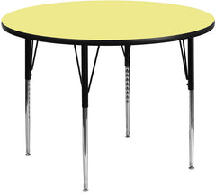 48'' Round Activity Table with Yellow Thermal Fused Laminate Top and Standard Height Adjustable Legs