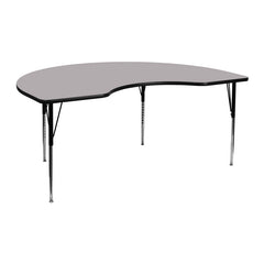 48''W x 72''L Kidney Shaped Activity Table with Grey Thermal Fused Laminate Top and Standard Height Adjustable Legs