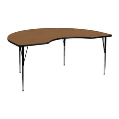48''W x 72''L Kidney Shaped Activity Table with Oak Thermal Fused Laminate Top and Standard Height Adjustable Legs