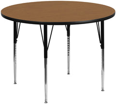60'' Round Activity Table with Oak Thermal Fused Laminate Top and Standard Height Adjustable Legs