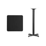 24'' Square Black Laminate Table Top with 22'' x 22'' Bar Height Table Base