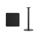 24'' Square Black Laminate Table Top with 18'' Round Bar Height Table Base