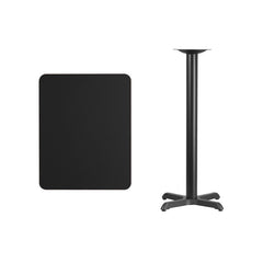 24'' x 30'' Rectangular Black Laminate Table Top with 22'' x 22'' Bar Height Table Base