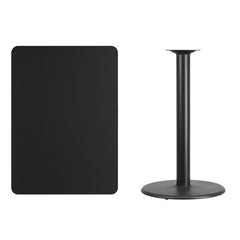 30'' x 42'' Rectangular Black Laminate Table Top with 24'' Round Bar Height Table Base