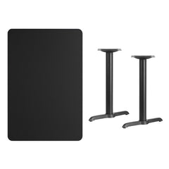 30'' x 45'' Rectangular Black Laminate Table Top with 5'' x 22'' Table Height Bases