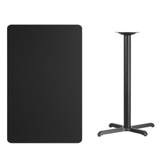 30'' x 48'' Rectangular Black Laminate Table Top with 22'' x 30'' Bar Height Table Base