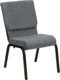 HERCULES Series 18.5''W Gray Fabric Stacking Church Chair with 4.25'' Thick Seat - Gold Vein Frame