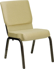 HERCULES Series 18.5''W Beige Patterned Fabric Stacking Church Chair with 4.25'' Thick Seat - Gold Vein Frame