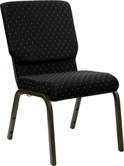 HERCULES Series 18.5''W Black Dot Patterned Fabric Stacking Church Chair with 4.25'' Thick Seat - Gold Vein Frame