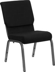 HERCULES Series 18.5''W Black Fabric Stacking Church Chair with 4.25'' Thick Seat - Silver Vein Frame