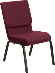 HERCULES Series 18.5''W Burgundy Patterned Fabric Stacking Church Chair with 4.25'' Thick Seat - Gold Vein Frame