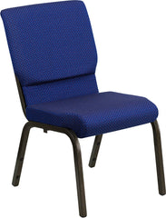 HERCULES Series 18.5''W Navy Blue Patterned Fabric Stacking Church Chair with 4.25'' Thick Seat - Gold Vein Frame