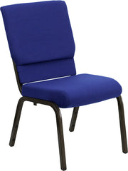 HERCULES Series 18.5''W Navy Blue Fabric Stacking Church Chair with 4.25'' Thick Seat - Gold Vein Frame
