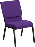HERCULES Series 18.5''W Purple Fabric Stacking Church Chair with 4.25'' Thick Seat - Gold Vein Frame