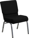 HERCULES Series 21'' Extra Wide Black Fabric Stacking Church Chair with 3.75'' Thick Seat - Silver Vein Frame