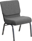 HERCULES Series 21'' Extra Wide Gray Fabric Stacking Church Chair with 3.75'' Thick Seat - Silver Vein Frame