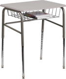 Student Desk with Grey Nebula Plastic Top, Adjustable Legs and Open Front Book Basket