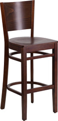 Lacey Series Solid Back Walnut Wooden Restaurant Barstool