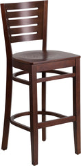 Darby Series Slat Back Walnut Wooden Restaurant Barstool