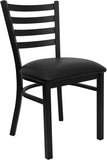 HERCULES Series Black Ladder Back Metal Restaurant Chair - Black Vinyl Seat