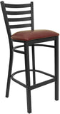 HERCULES Series Black Ladder Back Metal Restaurant Barstool - Burgundy Vinyl Seat