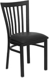 HERCULES Series Black School House Back Metal Restaurant Chair - Black Vinyl Seat