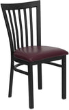 HERCULES Series Black School House Back Metal Restaurant Chair - Burgundy Vinyl Seat