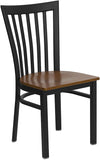 HERCULES Series Black School House Back Metal Restaurant Chair - Cherry Wood Seat