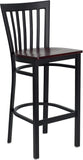 HERCULES Series Black School House Back Metal Restaurant Barstool - Mahogany Wood Seat