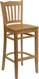 HERCULES Series Natural Wood Finished Vertical Slat Back Wooden Restaurant Barstool