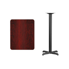 24'' x 30'' Rectangular Mahogany Laminate Table Top with 22'' x 22'' Bar Height Table Base