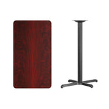 24'' x 42'' Rectangular Mahogany Laminate Table Top with 22'' x 30'' Bar Height Table Base