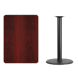 30'' x 42'' Rectangular Mahogany Laminate Table Top with 24'' Round Bar Height Table Base