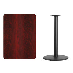 30'' x 42'' Rectangular Mahogany Laminate Table Top with 24'' Round Bar Height Table Base
